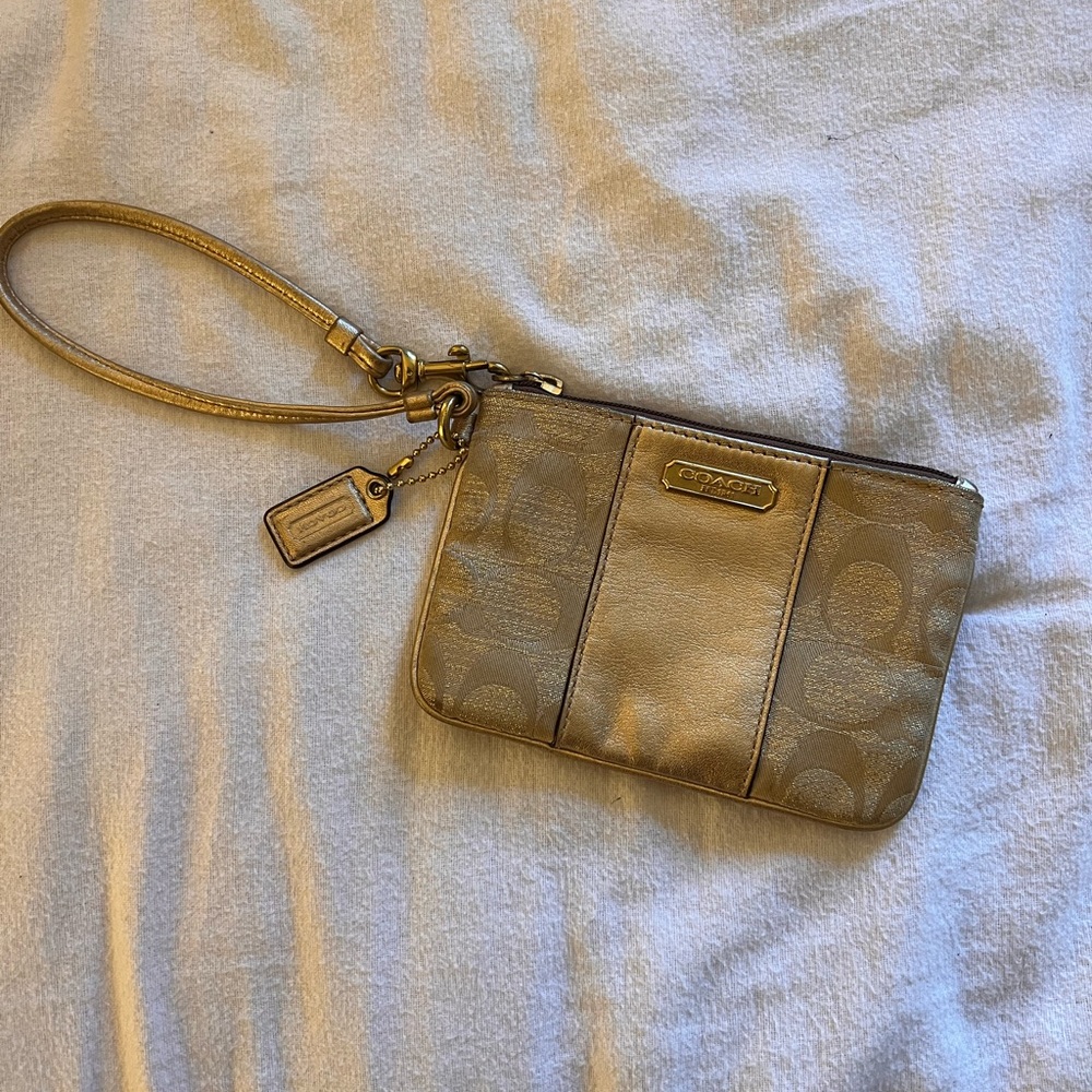 Coach gold wristlet